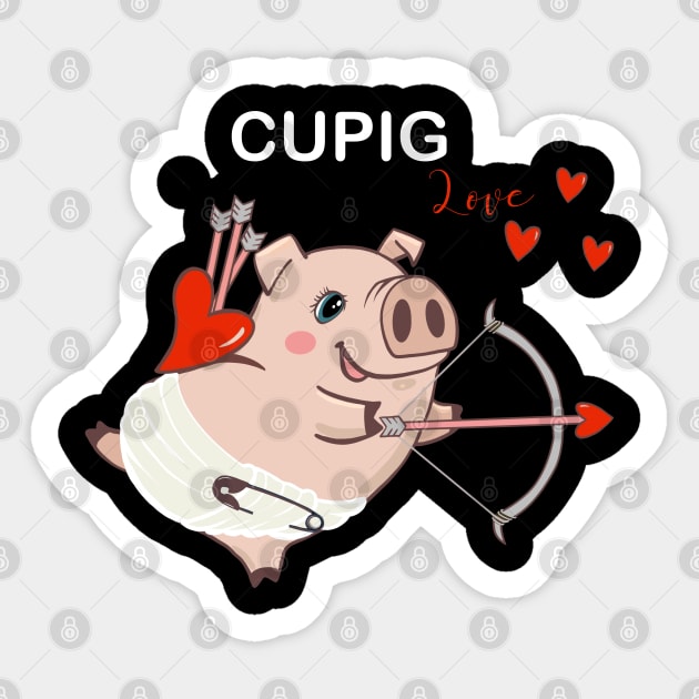 Cupig pig, cupig for Valendine day Sticker by Collagedream